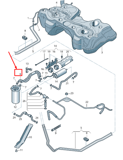 new audi tt 8j fuel hose 8j0201404 original