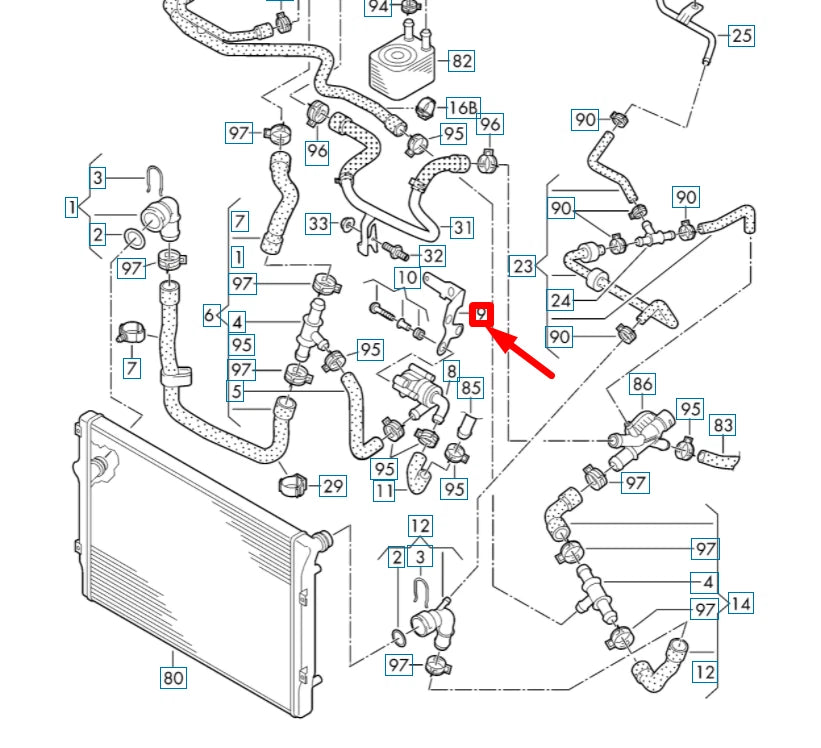NEW VW TIGUAN 5N MK1 ADDITIONAL COOLANT PUMP BRACKET 5N0121093A ORIGINAL