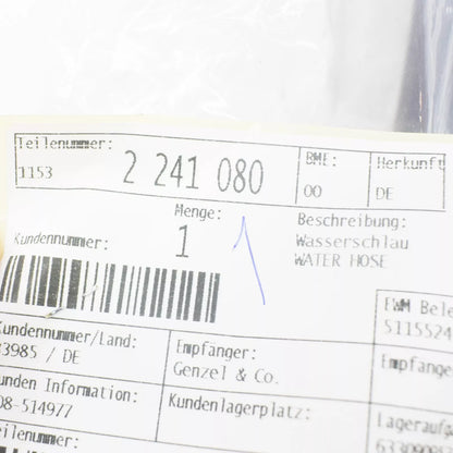 NEW BMW 3 E30 COOLING SYSTEM WATER HOSE 11532241080 ORIGINAL