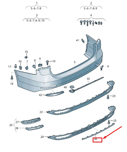NEW AUDI A6 4A C8 REAR CENTER BUMPER TRIM 4K0853551T94