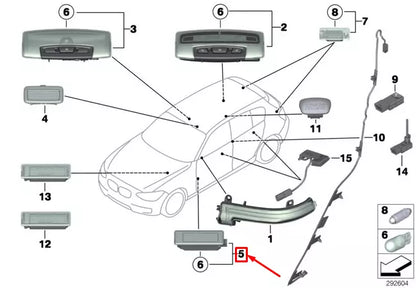 NEW BMW 1 F20 INTERIOR LIGHT 63316972605 63316-972605 ORIGINAL