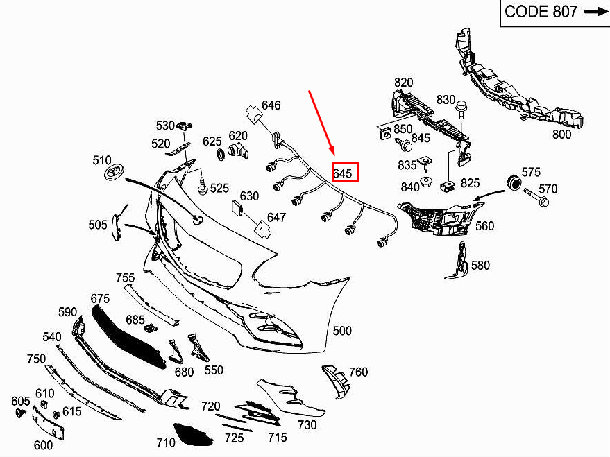 new mercedes-benz slk r172 front parking aid wiring a1725404801 original