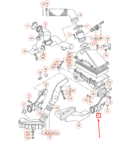 NEW VOLKSWAGEN BEETLE 9C AIR INTAKE MANIFOLD PIPE 1C0129609B ORIGINAL