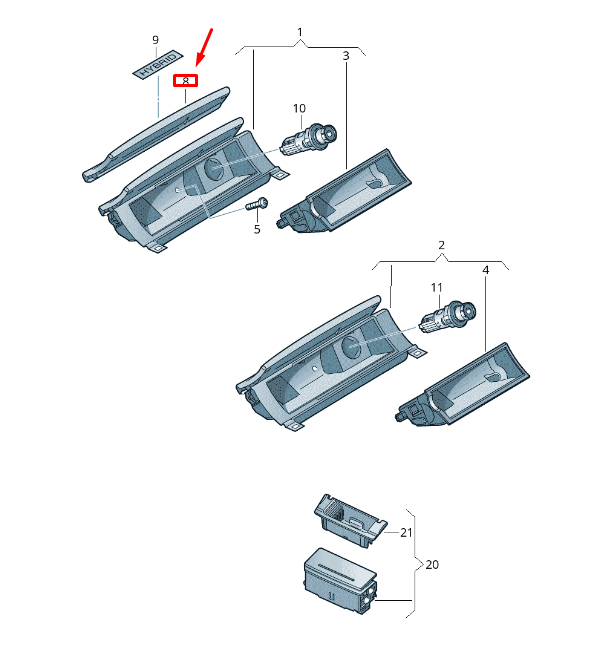 new vw touareg 7p mk2 front stow.comp. or ashtray trim rhd 7p2857351dne1