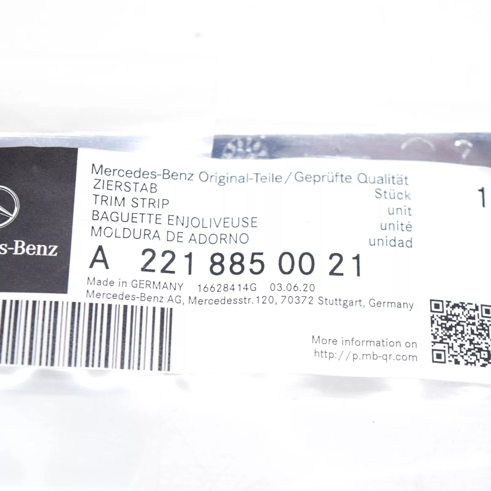 NEW MB S-CLASS W221 FRONT BUMPER CENTER LOWER CHROME TRIM A2218850021 ORIGINAL