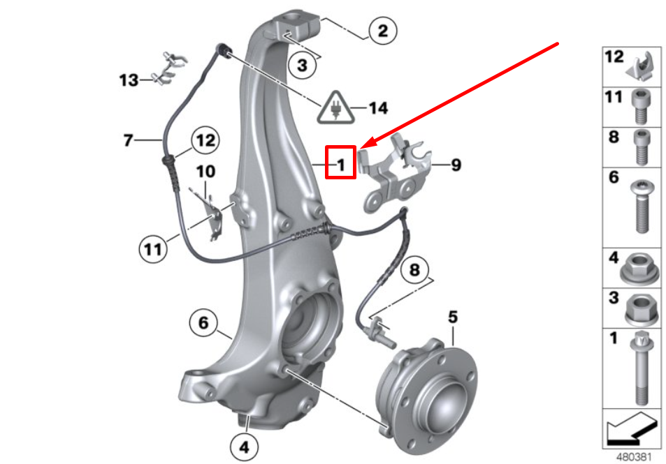 new bmw 6 f06 front right steering knuckle 6775770 31216775770 original