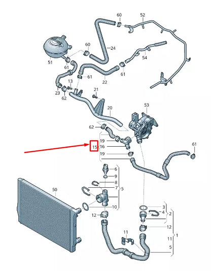 NEW VW TIGUAN AD COOLANT HOSE WITH QUICK RELEASE COUPLING 5Q0122058B ORIGINAL