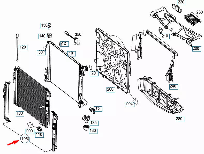 NEW MERCEDES-BENZ GLK-CLASS X204 A/C RADIATOR BRACKET A2045010320