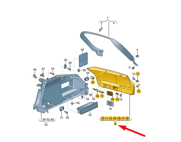 NEW VOLKSWAGEN ARTEON 3H7 REAR LID LOWER COVER TRIM PANEL 3G8867601A82V