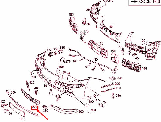 NEW MERCEDES-BENZ E W211 FRONT BUMPER CENTRAL GRILLE A2118850053 ORIGINAL