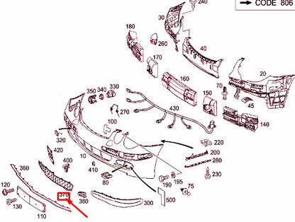 NEW MERCEDES-BENZ E W211 FRONT BUMPER CENTRAL GRILLE A2118850053 ORIGINAL