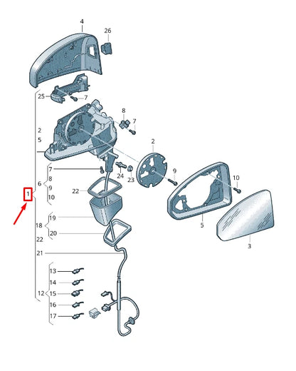 NEW AUDI Q2 GA FRONT LEFT SIDE WING MIRROR RHD 81C857409C9B9 ORIGINAL