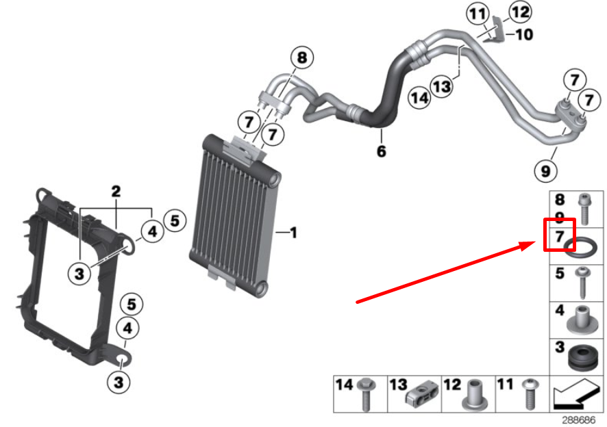new bmw 6 gran coupe f06 oil cooler line o-ring 17222245358 2245358 original