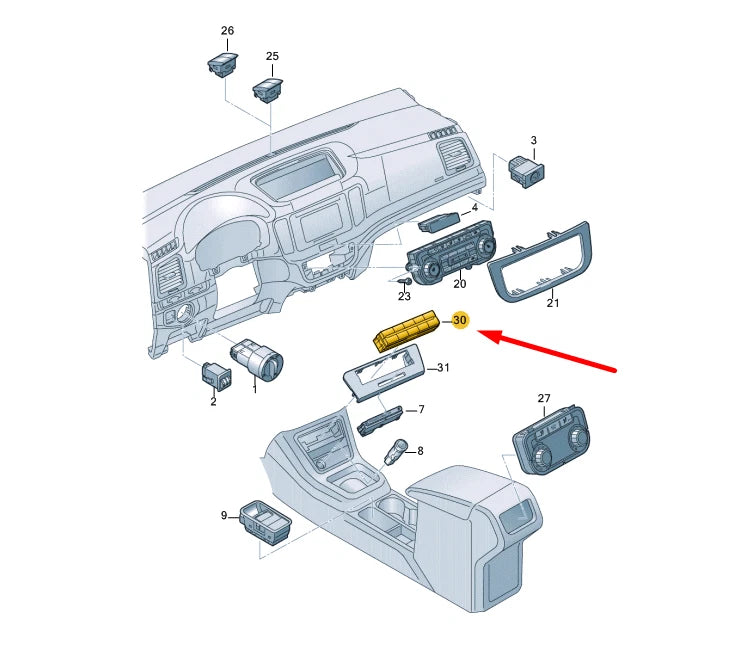 NEW VOLKSWAGEN SHARAN 7N CONTROL PANEL WITH PUSHBUTTON 7N0927137BXSH ORIGINAL
