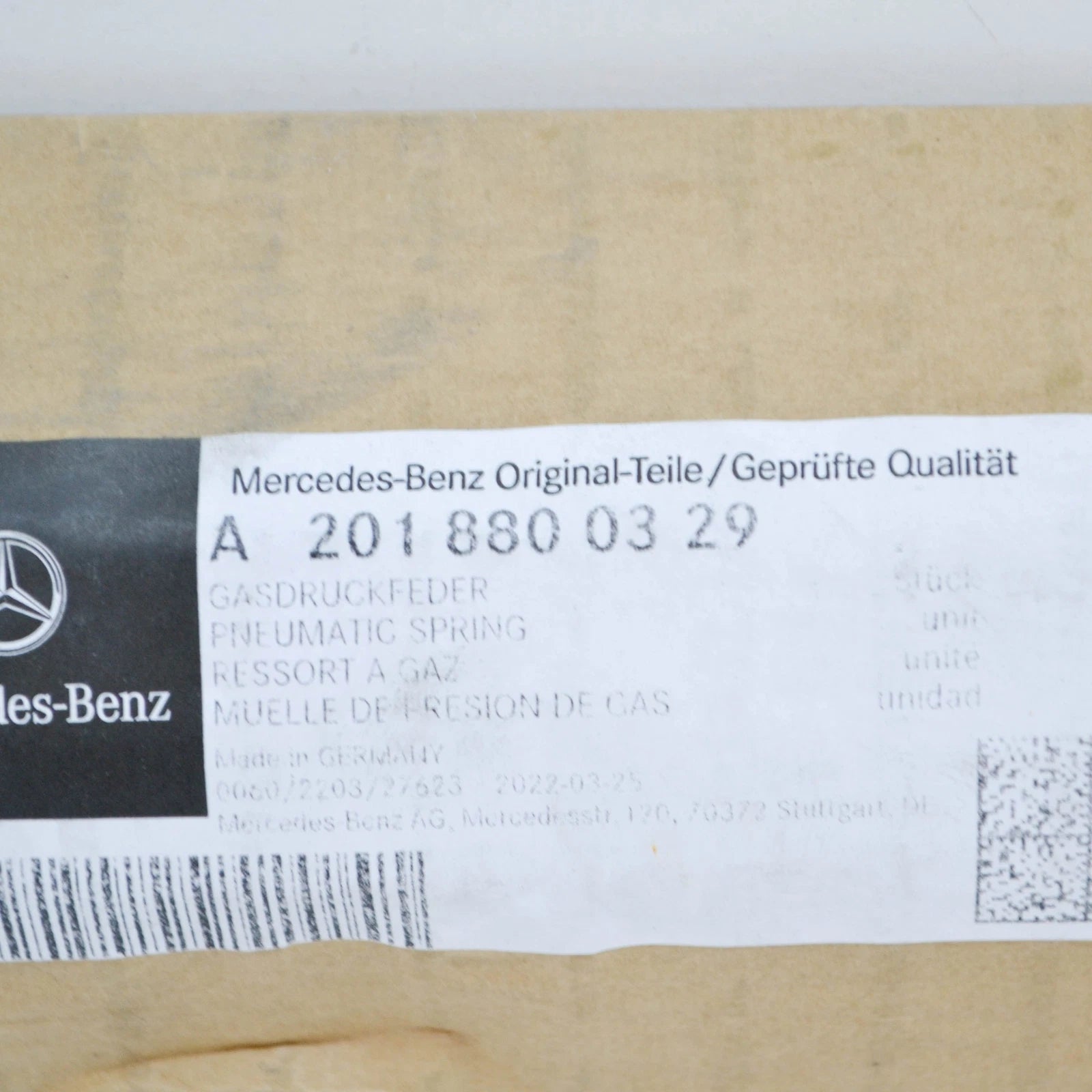 NEW MB 190 W201 ENGINE HOOD LEFT GAS PRESSURE SPRING A2018800329