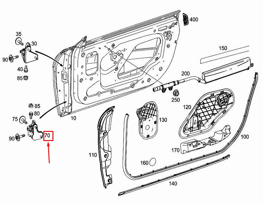 NEW MERCEDES-BENZ SL R231 FRONT RIGHT LOWER DOOR HINGE A2317200837