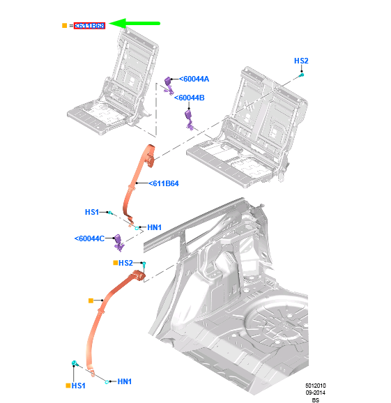 new ford kuga mk2 c520 rear left seatbelt 1913681 cv44-611b69-ah3ja6 original
