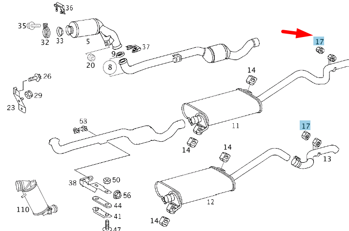 new mercedes-benz ml w163 exhaust system suspension ring a1634920044 original