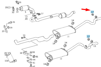 new mercedes-benz ml w163 exhaust system suspension ring a1634920044 original