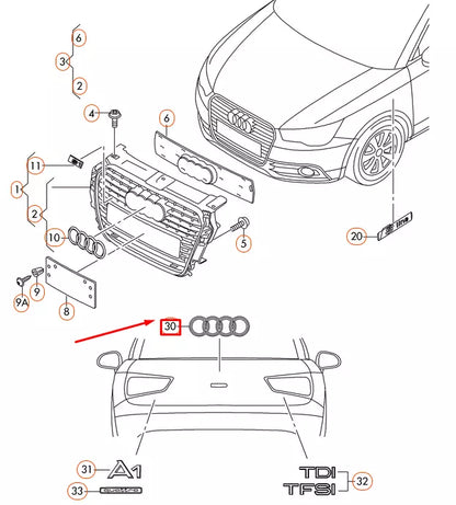 NEW AUDI A1 8X REAR CHROME EMBLEM BADGE 8X0853742A2ZZ ORIGINAL