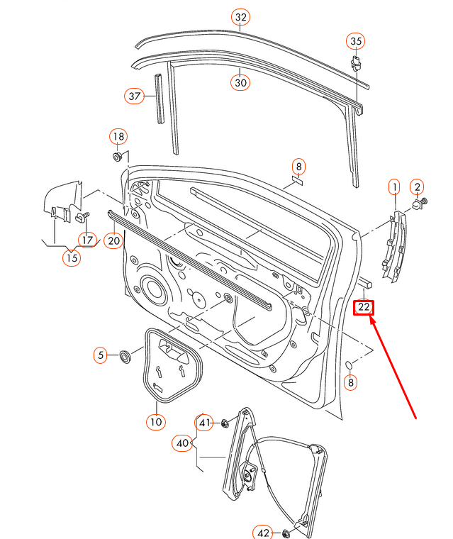 new vw passat 3g b8 front left outer window aperture seal 5618374775ap original