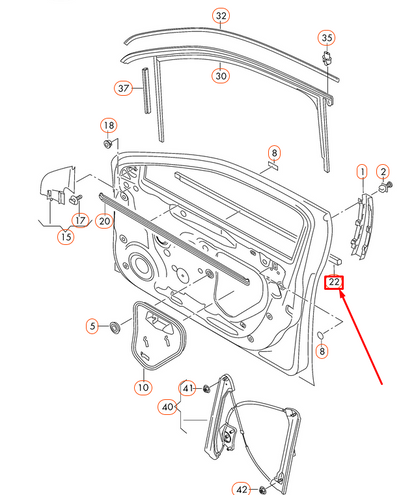 new vw passat 3g b8 front left outer window aperture seal 5618374775ap original