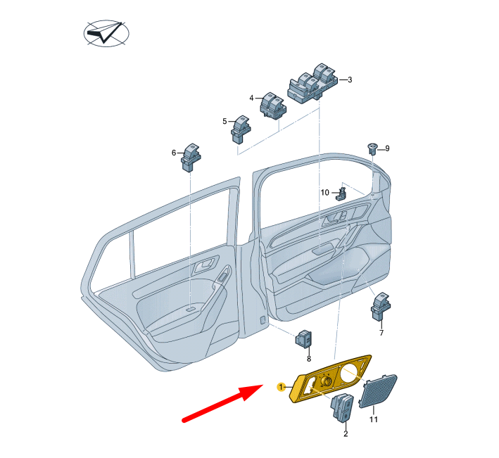 new vw golf sportsvan left door mirror switch trim lhd 517959552awhi original