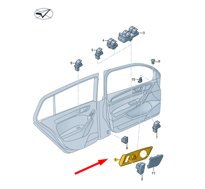 new vw golf sportsvan left door mirror switch trim lhd 517959552awhi original