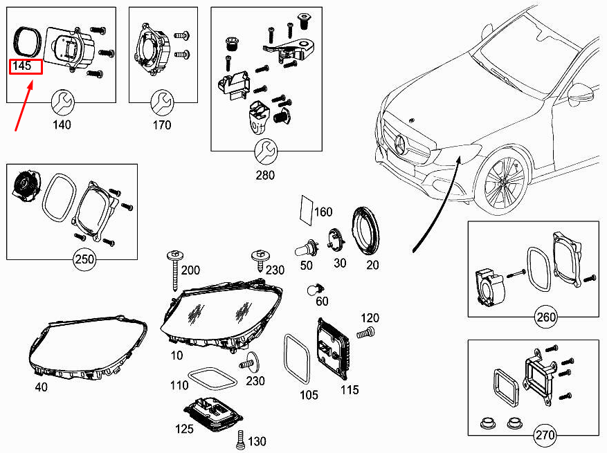 new mercedes-benz c coupe c205 front light housing gasket a0008262700 original