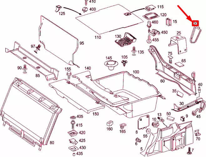 NEW MB E W211 LUGGAGE SIDE PANELLING LEFT TRIM RING A2116940194 ORIGINAL