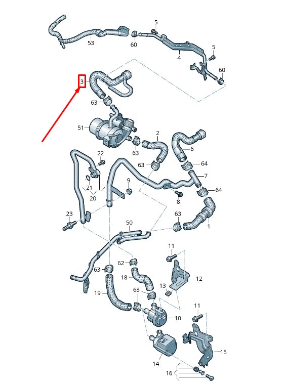 NEW VW GOLF VII 5G MK7 ENGINE COOLANT HOSE 5Q0122157CE ORIGINAL