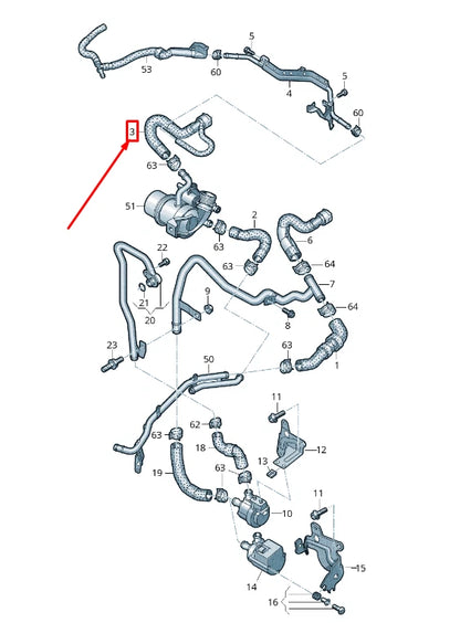 NEW VW GOLF VII 5G MK7 ENGINE COOLANT HOSE 5Q0122157CE ORIGINAL