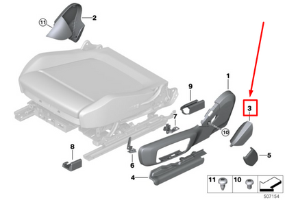 new bmw 3 g20, g28 left seat outer cover trim 52107469679 7469679 original
