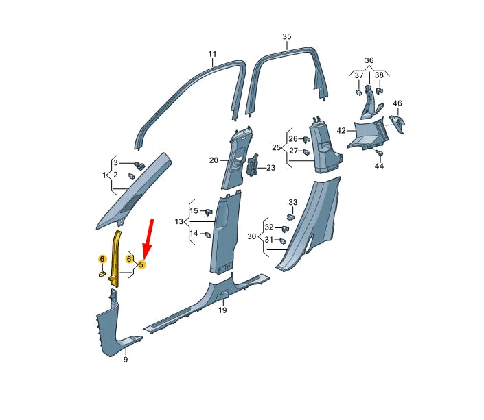 NEW VW TOUAREG CR MK3 RIGHT A PILLAR CENTRE TRIM LHD 7618682244PK ORIGINAL