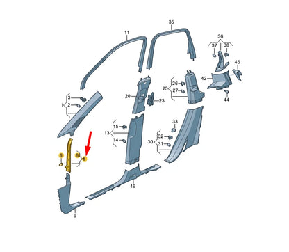 NEW VW TOUAREG CR MK3 RIGHT A PILLAR CENTRE TRIM LHD 7618682244PK ORIGINAL