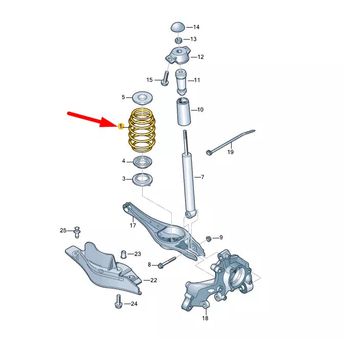 NEW VOLKSWAGEN PASSAT B8 REAR COIL SPRING 3Q0511115AR ORIGINAL