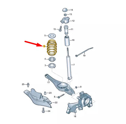 NEW VOLKSWAGEN PASSAT B8 REAR COIL SPRING 3Q0511115AR ORIGINAL