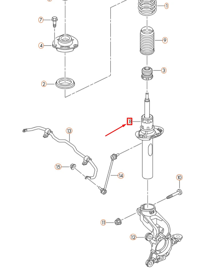 NEW VOLKSWAGEN JETTA A6 MK6 FRONT AXLE GAS SHOCK ABSORBER 5C0413031DJ ORIGINAL