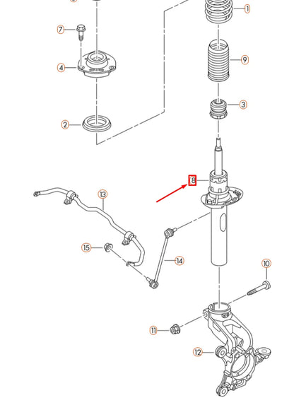 NEW VOLKSWAGEN JETTA A6 MK6 FRONT AXLE GAS SHOCK ABSORBER 5C0413031DJ ORIGINAL