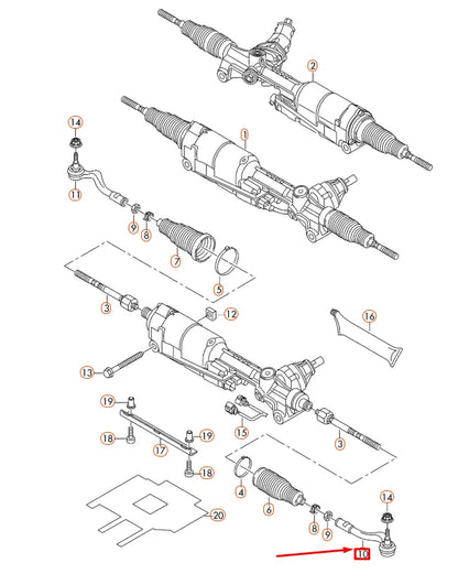 NEW AUDI A4 B8 STEERING RIGHT TIE ROD END 4G0423812A