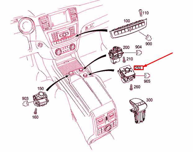 NEW MERCEDES-BENZ ML W166 CONSOLE SWITCH BLOCK A1669051751 ORIGINAL