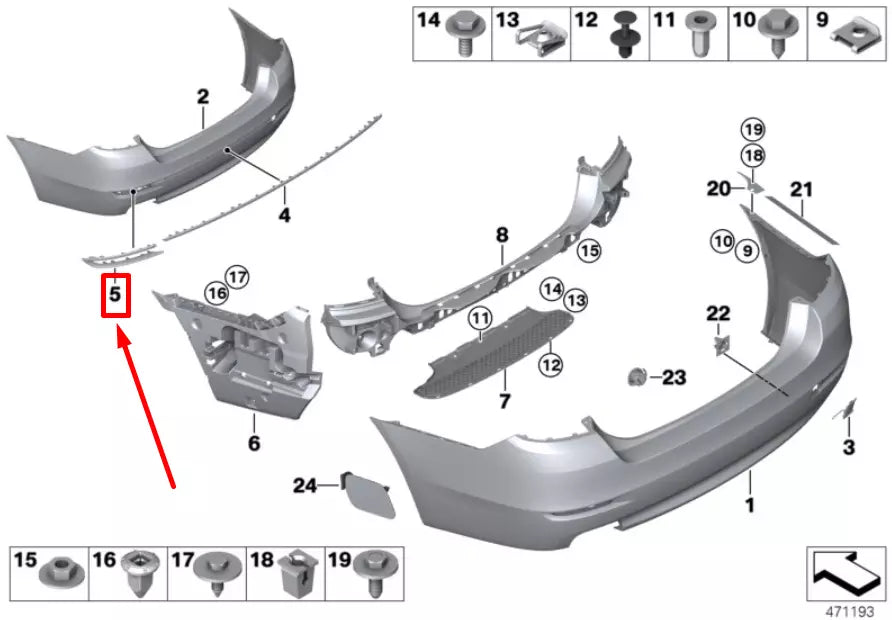 NEW BMW 5 F10 REAR LEFT BUMPER MOULDING ROCKER PANEL 7331613 51127331613