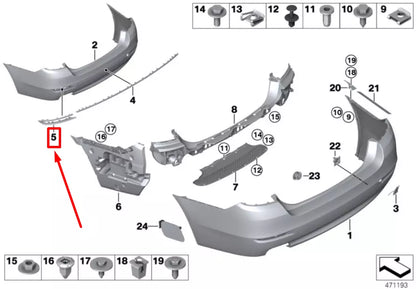 NEW BMW 5 F10 REAR LEFT BUMPER MOULDING ROCKER PANEL 7331613 51127331613