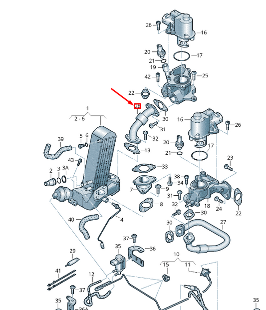 new vw touareg 7p mk2 egr right connecting pipe 057131534r original