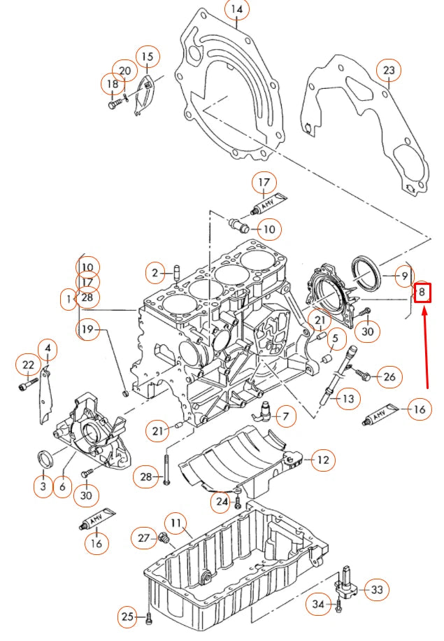 NEW AUDI A3 8P REAR CRANKSHAFT SEALING FLANGE 038103171S ORIGINAL