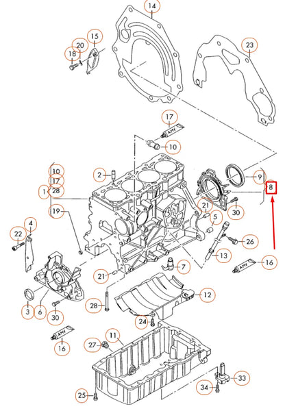NEW AUDI A3 8P REAR CRANKSHAFT SEALING FLANGE 038103171S ORIGINAL