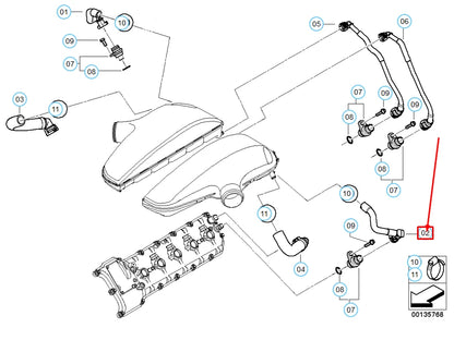 NEW BMW M5 E60 OIL RETURN HOSE CYL. 6-10 11617836944 7836944 ORIGINAL