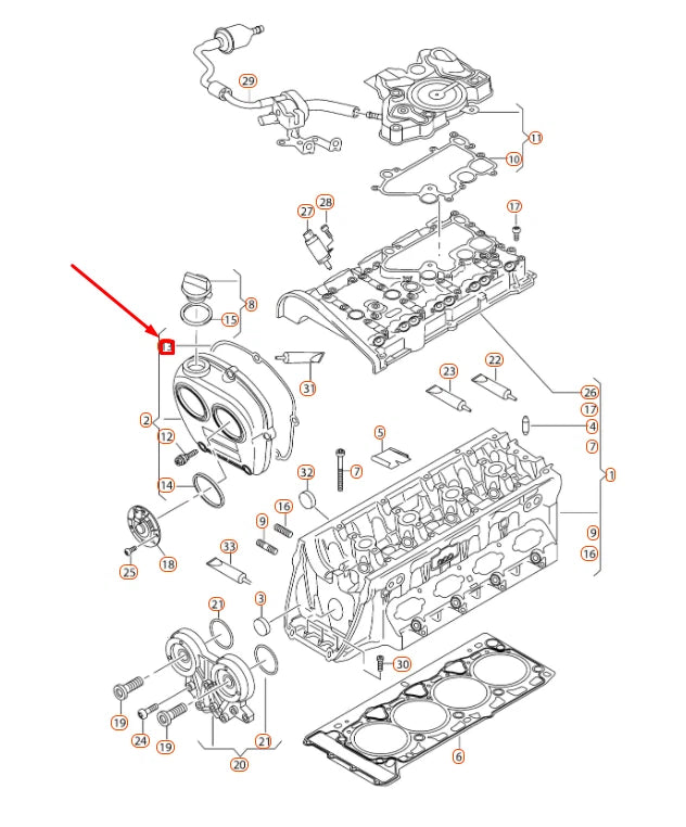 NEW AUDI A1 8X TIMING CHAIN COVER GASKET SEAL 06K103483