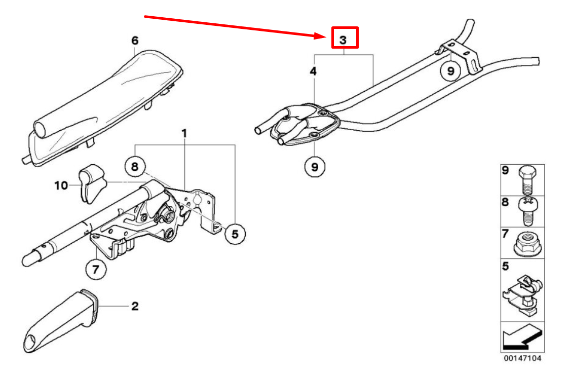new bmw 3 e90 handbrake lever guide tube 6768400 34406768400 original