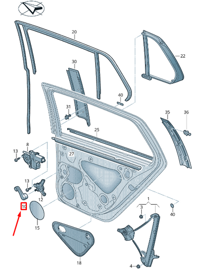 new volkswagen golf 5g mk7 rear door window crank 5g0839581aza2 original
